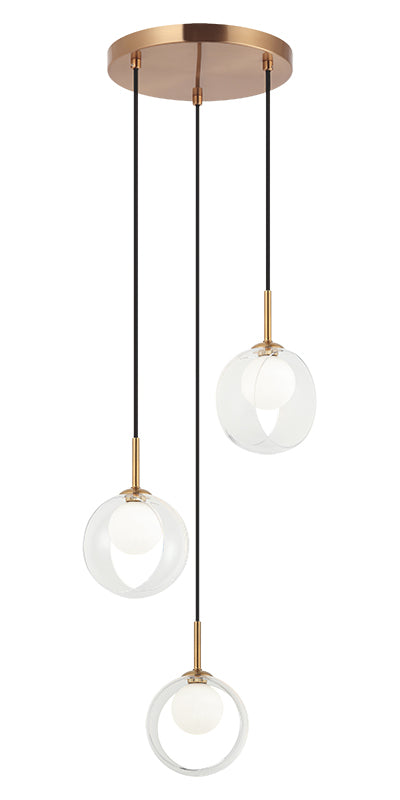 Matteo Lighting Delcia 3-Light Pendant in Aged Gold Brass with Clear Glass, 14.13"W (C60603AGCL) – canopy detail