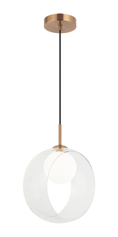 Matteo Lighting Delcia 1-Light Pendant in Aged Gold Brass with Clear Glass, 11"L (C60611AGCL) – canopy detail