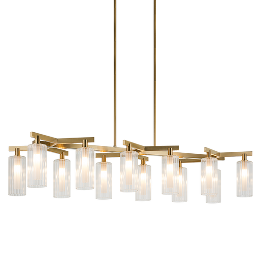 Matteo Lighting Kristof 12-Light Chandelier in Aged Gold Brass, 44.88"L (C60812AG)