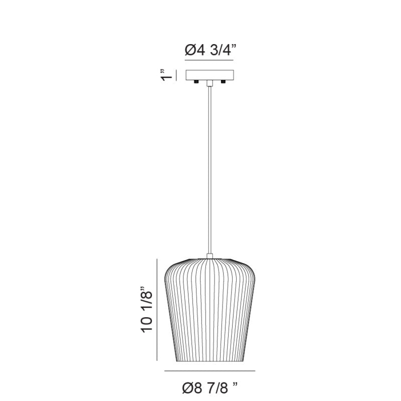 Matteo Lighting Charismo 9" Pendant – line drawing with dimensions