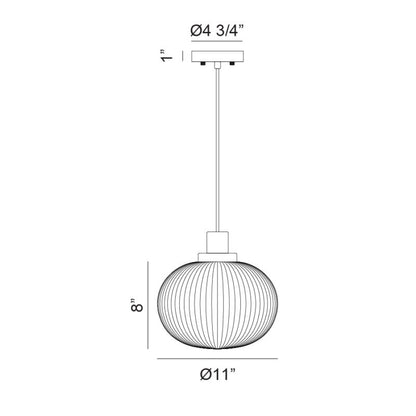Matteo Lighting Charismo 11" Pendant – line drawing with dimensions