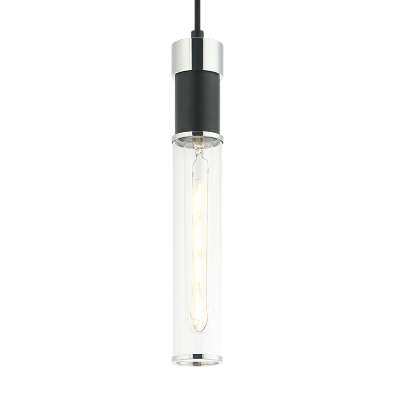 Matteo Lighting Tubo 12-in Pendant Black, Brass, Matte Black + Aged Brass