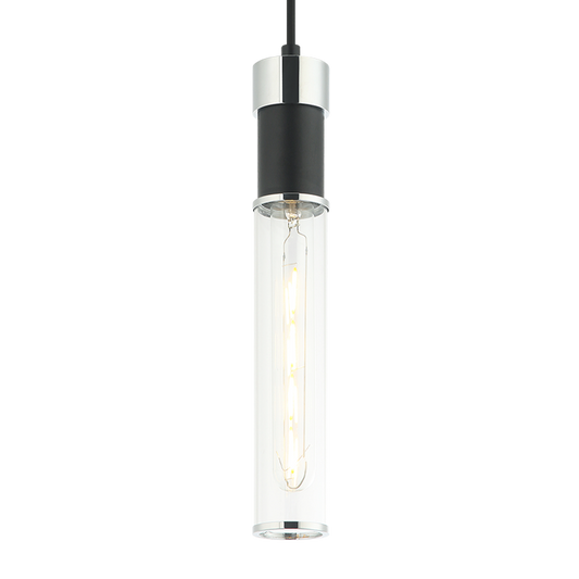 Matteo Lighting Tubo 12-in Pendant Black, Brass, Matte Black + Aged Brass