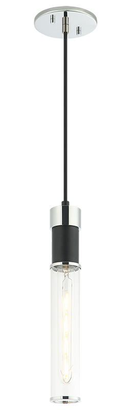 Matteo Lighting Tubo 12-in Pendant Black, Chrome, Matte Black + Chrome