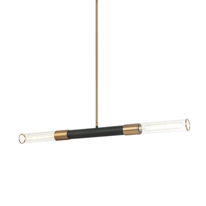 Matteo Lighting Tubo 2-Light Pendant Black, Brass, Matte Black + Aged Brass