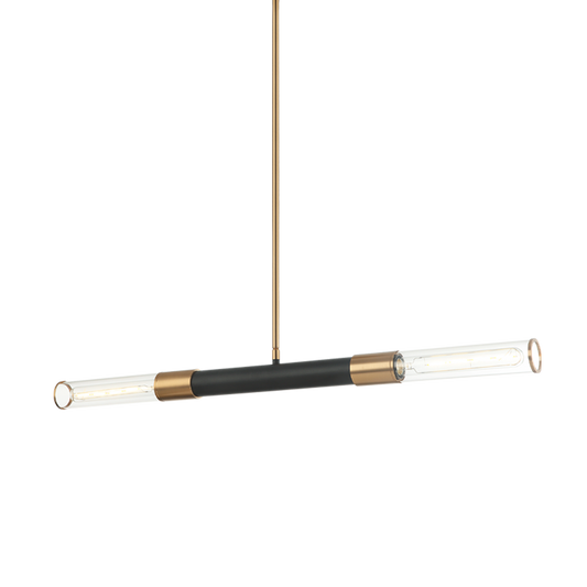 Matteo Lighting Tubo 2-Light Pendant Black, Brass, Matte Black + Aged Brass