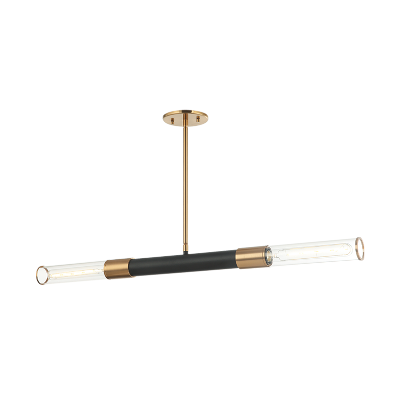 Matteo Lighting Tubo 2-Light Pendant Black, Chrome, Matte Black + Chrome