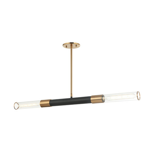 Matteo Lighting Tubo 2-Light Pendant Black, Chrome, Matte Black + Chrome