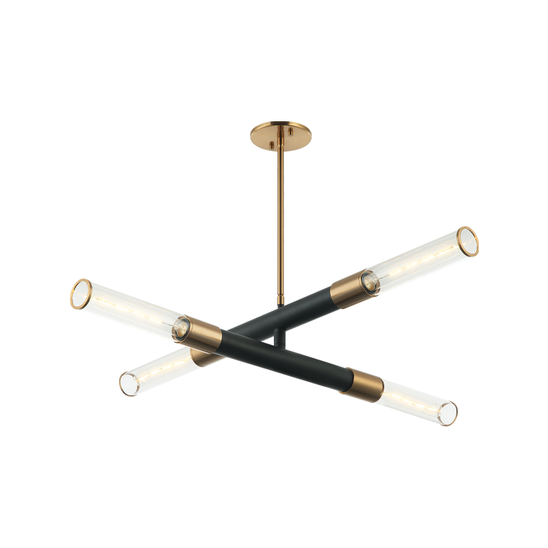 Matteo Lighting Tubo 4-Light Pendant Black, Chrome, Matte Black + Chrome