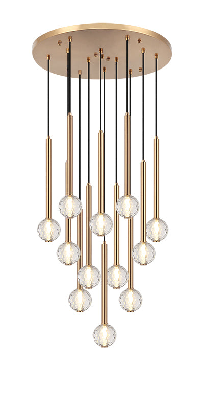 Matteo Lighting Windchimer 22" 12-Light Chandelier in Aged Gold Brass (C68912AG) – alternate view
