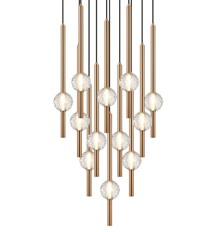 Matteo Lighting Windchimer 22" 12-Light Chandelier in Aged Gold Brass (C68912AG)