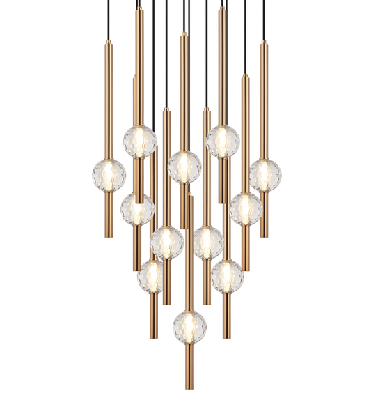 Matteo Lighting Windchimer 22" 12-Light Chandelier in Aged Gold Brass (C68912AG)