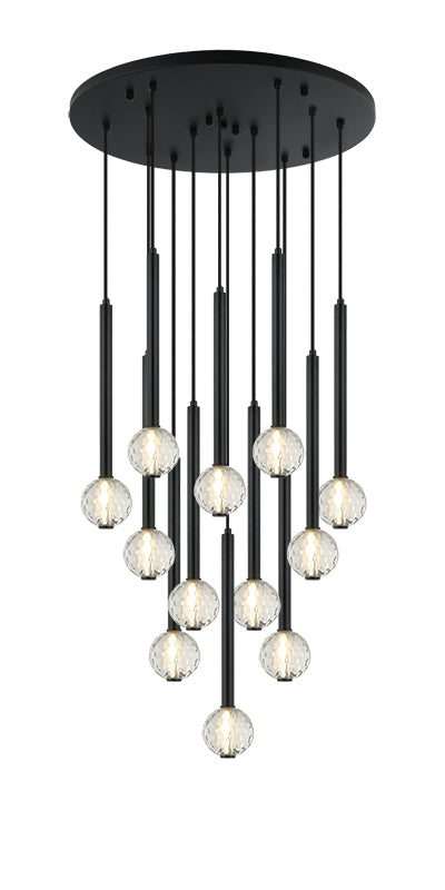 Matteo Lighting Windchimer 22" 12-Light Chandelier in Matte Black (C68912MB) – alternate view