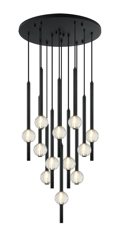 Matteo Lighting Windchimer 22" 12-Light Chandelier in Matte Black (C68912MB) – alternate view