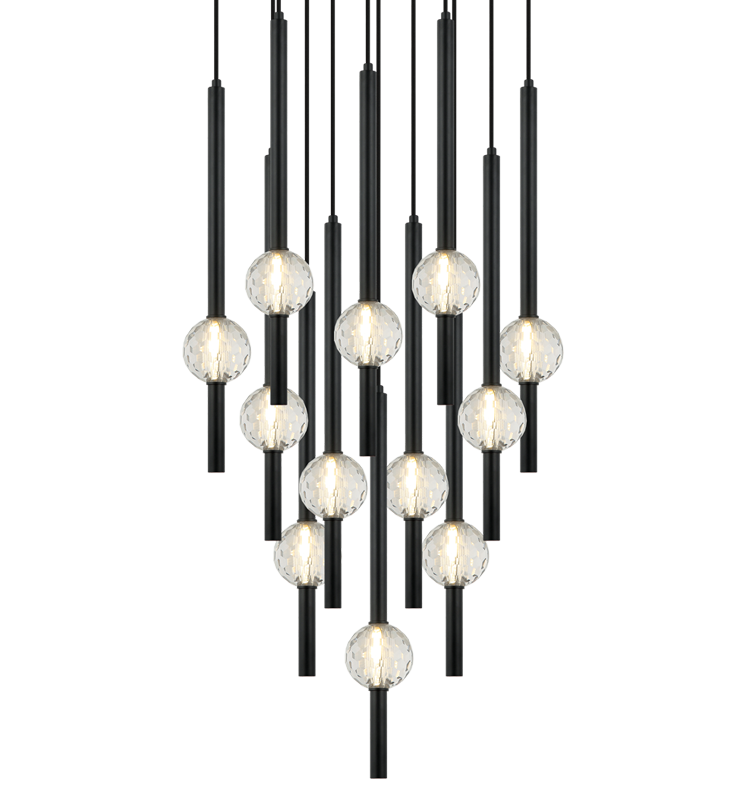 Matteo Lighting Windchimer 22" 12-Light Chandelier in Matte Black (C68912MB)