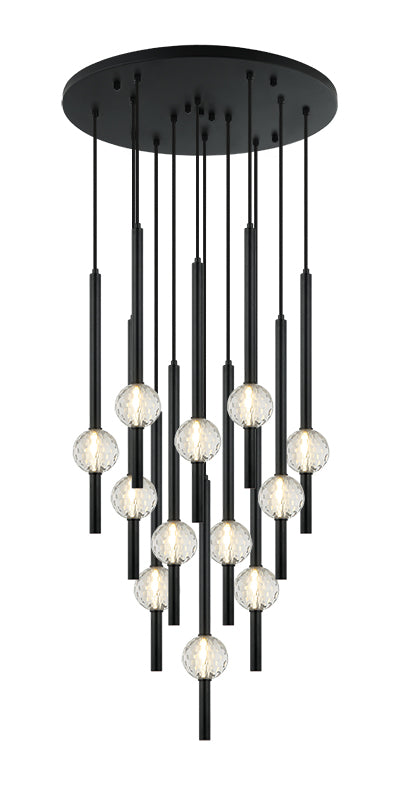 Matteo Lighting Windchimer 22" 12-Light Chandelier in Matte Black (C68912MB) – alternate view