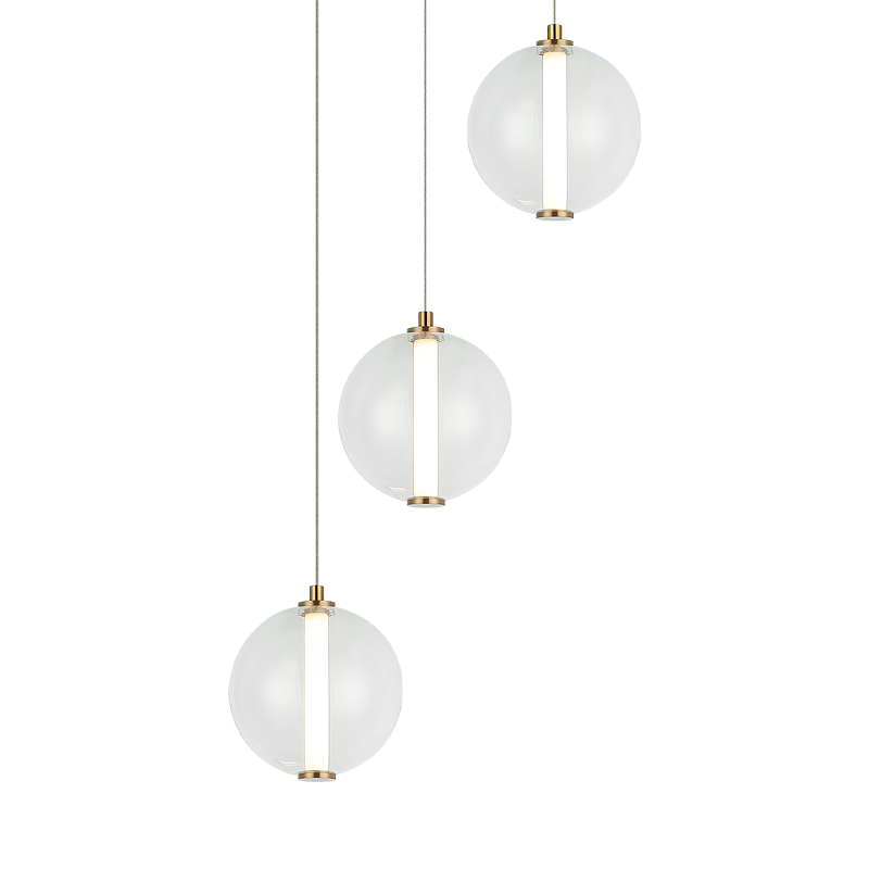 Matteo Lighting Belange 15" 3-Light LED Pendant in Aged Gold Brass (C69603AGCL)