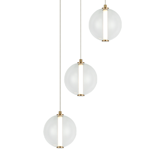 Matteo Lighting Belange 15" 3-Light LED Pendant in Aged Gold Brass (C69603AGCL)