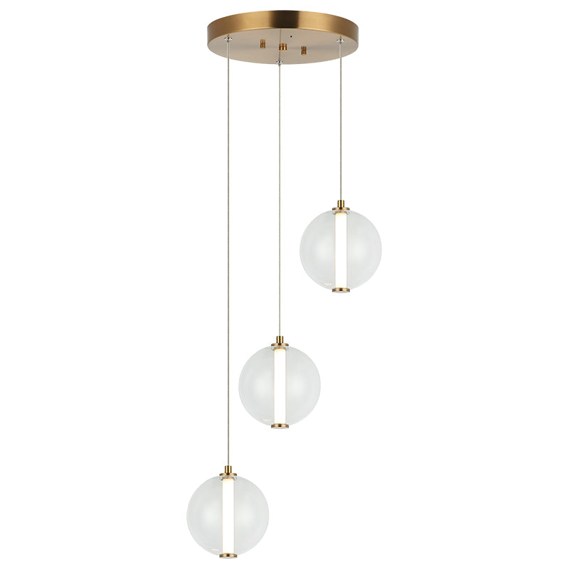 Matteo Lighting Belange 15" 3-Light LED Pendant in Aged Gold Brass (C69603AGCL) – alternate view
