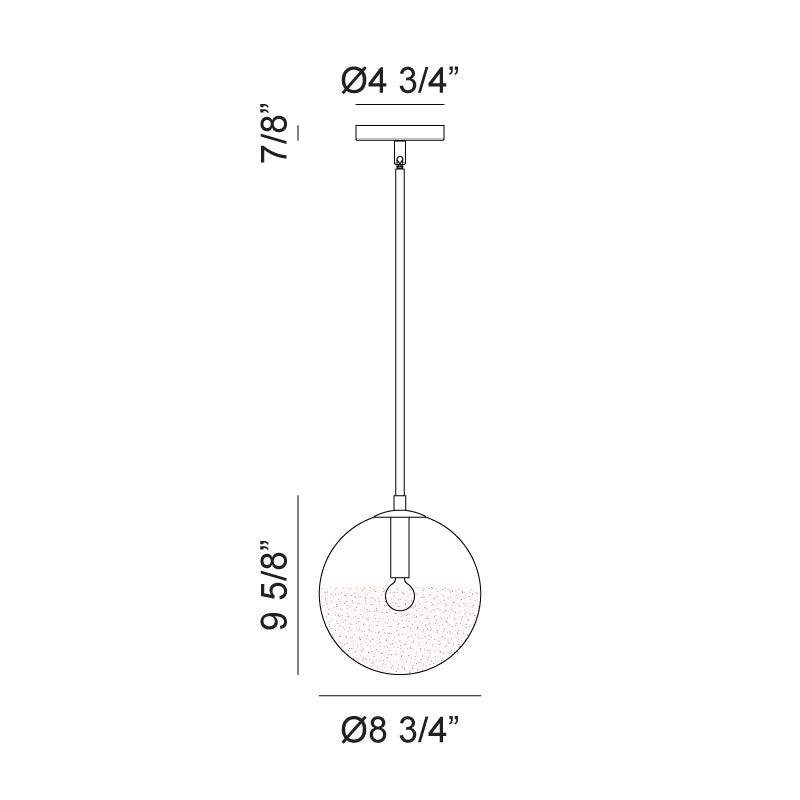 Matteo Lighting Averley 9" Pendant – line drawing with dimensions