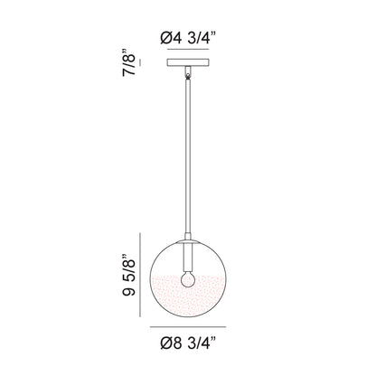 Matteo Lighting Averley 9" Pendant – line drawing with dimensions