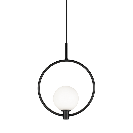 Matteo Lighting Averley 12" Adjustable Ring Pendant in Black (C71301BKOP)