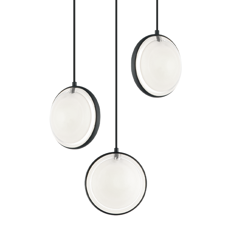 Matteo Lighting Chatoyant 3-Light Pendant Black, Matte Black