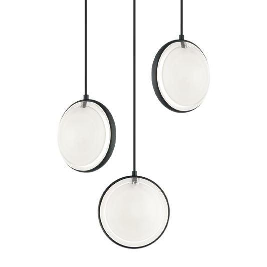 Matteo Lighting Chatoyant 3-Light Pendant Black, Matte Black