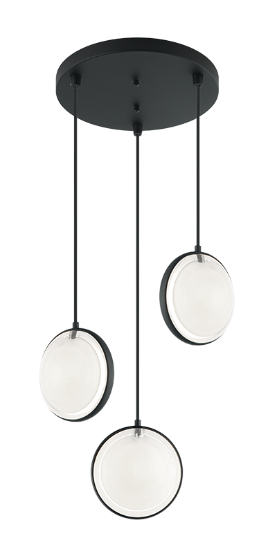 Matteo Lighting Chatoyant 3-Light Pendant in Matte Black, 13"W (C71503MB) – canopy detail