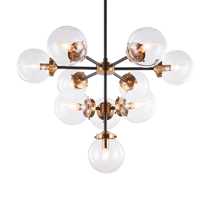 Matteo Lighting Maru 2 Tier 10-Light Chandelier Aged Brass, Black