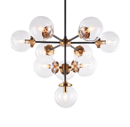 Matteo Lighting Maru 2 Tier 10-Light Chandelier Aged Brass, Black