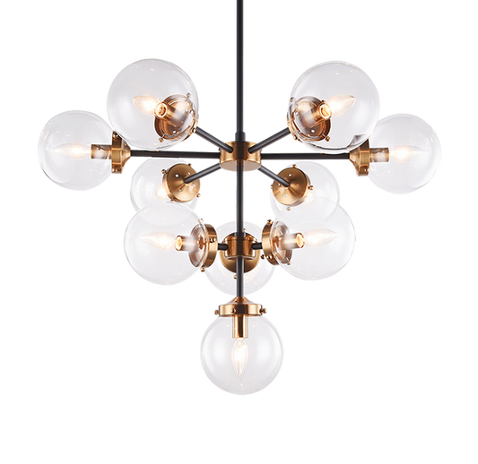 Matteo Lighting Maru 2 Tier 10-Light Chandelier Aged Brass, Black
