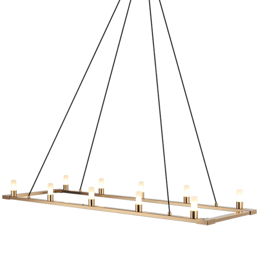 Matteo Lighting Cascadian 10-Light Chandelier in Aged Gold Brass, 48"L (C75210AG)