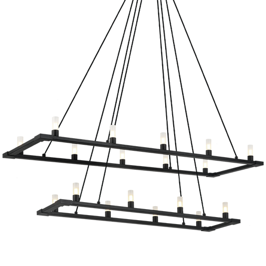 Matteo Lighting Cascadian 18-Light Chandelier in Matte Black, 48"L (C75218MB)