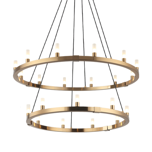Matteo Lighting Cascadian 21-Light Chandelier in Aged Gold Brass, 39.38"W (C75221AG)