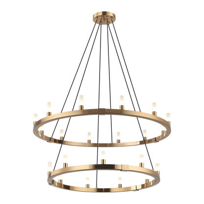 Matteo Lighting Cascadian 21-Light Chandelier Aged Gold Brass