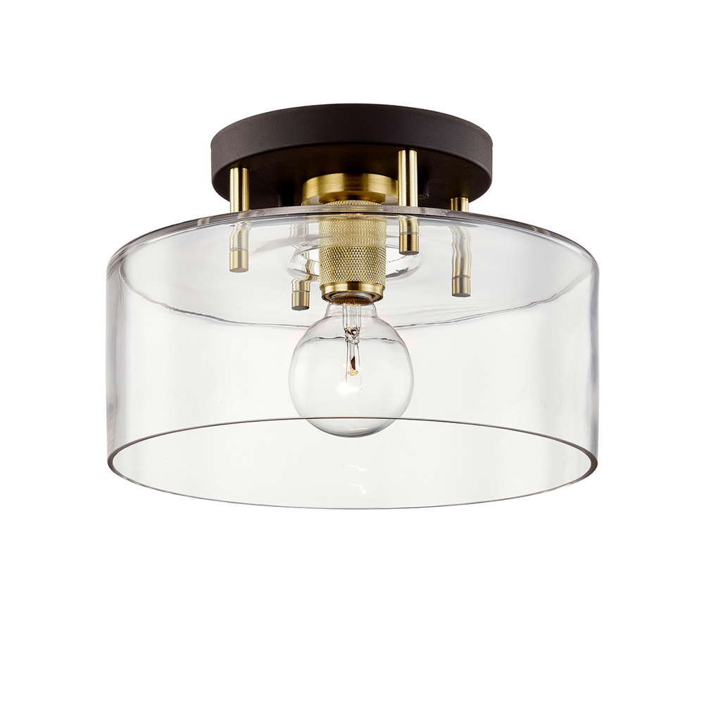 Troy Bergamot Station Semi-Flush Mount Bronze / Brushed Brass