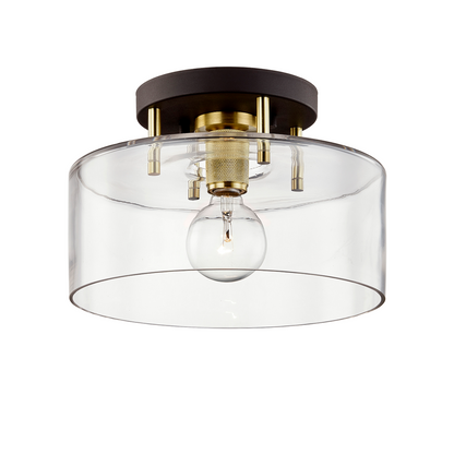 Troy Bergamot Station Semi-Flush Mount Bronze / Brushed Brass