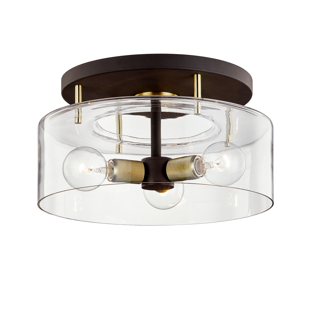 Troy Bergamot Station Semi-Flush Mount Bronze / Brushed Brass