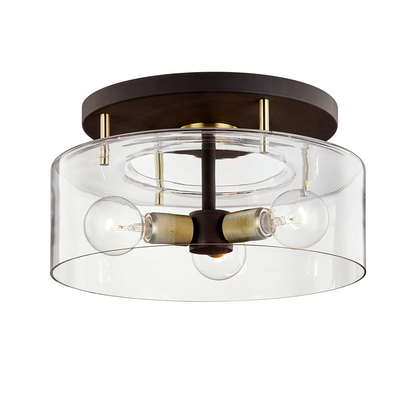 Troy Bergamot Station Semi-Flush Mount Bronze / Brushed Brass