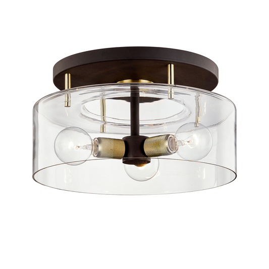 Troy Bergamot Station Semi-Flush Mount Bronze / Brushed Brass