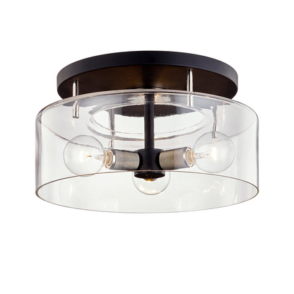 Troy Bergamot Station Semi-Flush Mount Textured Black / Polished Nickel