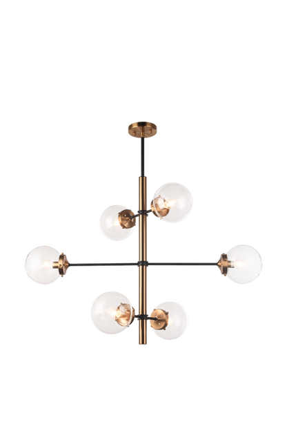 Matteo Lighting Enchant 6-Light Chandelier Aged Brass, Black