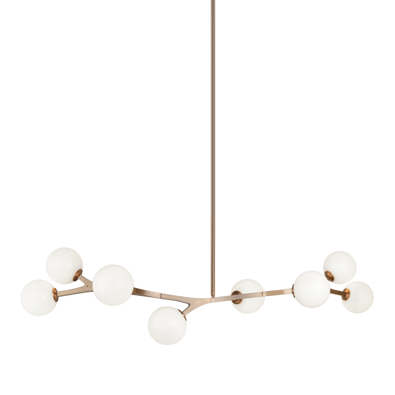 Matteo Lighting Rami 8-Light Linear Chandelier Brass, Aged Brass