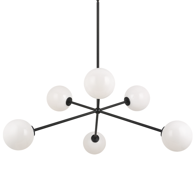 Matteo Lighting Novo 35" 6-Light Chandelier in Black / Opal (C81706BKOP)