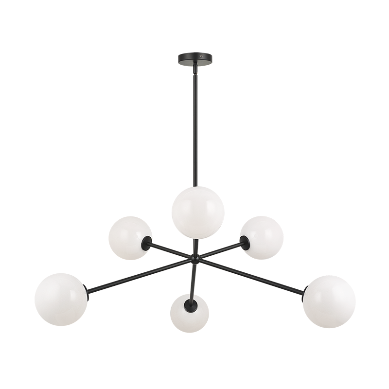 Matteo Lighting Novo 35" 6-Light Chandelier in Black / Opal (C81706BKOP) – alternate view