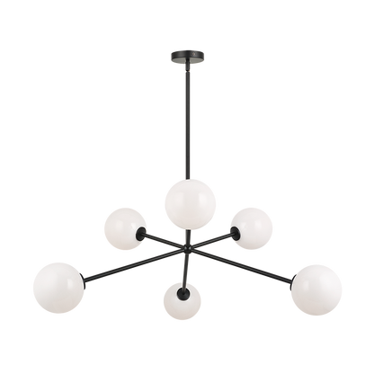 Matteo Lighting Novo 35" 6-Light Chandelier in Black / Opal (C81706BKOP) – alternate view