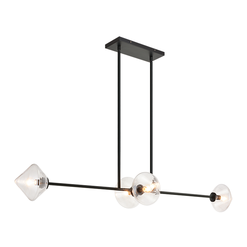 Matteo Lighting Novo 4-Light 47-in Linear Pendant Brass, Aged Brass