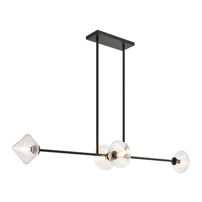 Matteo Lighting Novo 4-Light 47-in Linear Pendant Brass, Aged Brass