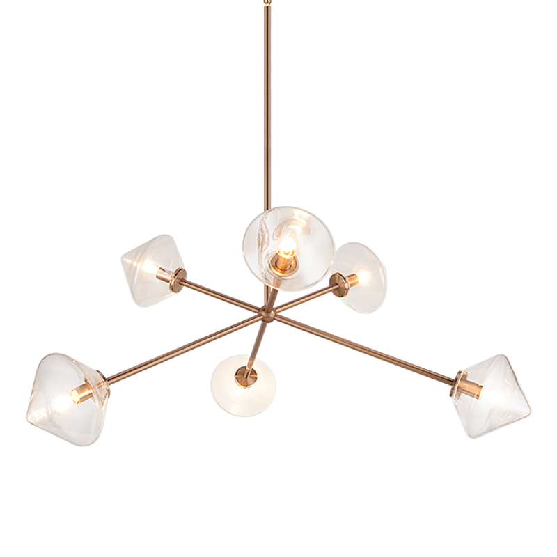 Matteo Lighting Novo 6-Light 34-in Chandelier Brass, Aged Brass